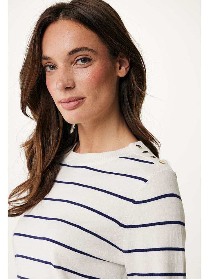 Mexx Pullover in Weiß/ Dunkelblau günstig kaufen