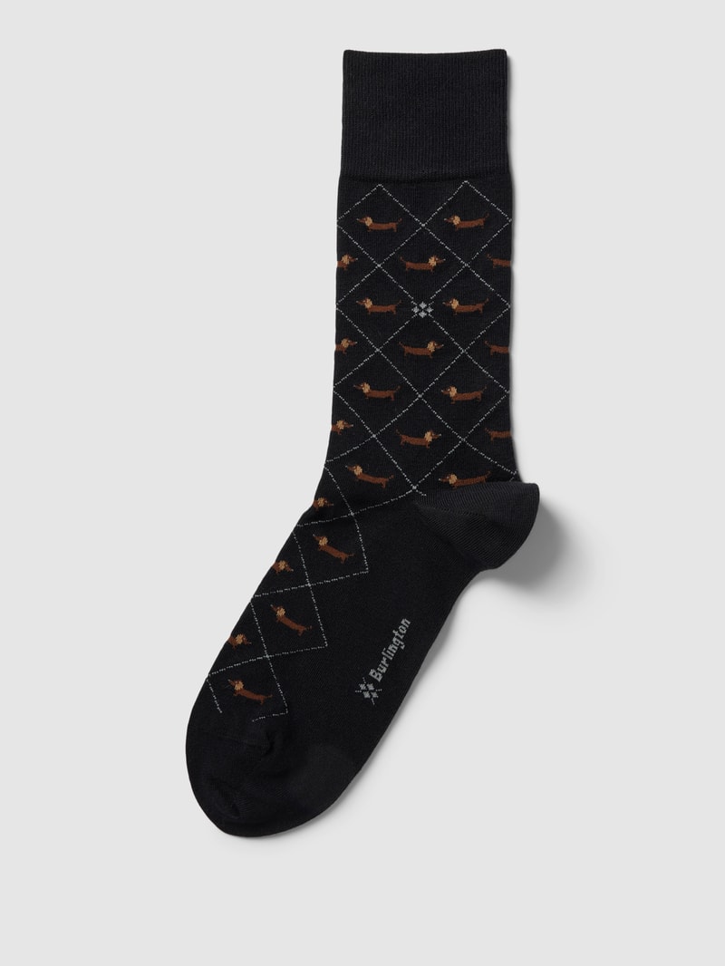 Socken mit Allover-Muster in schwarz