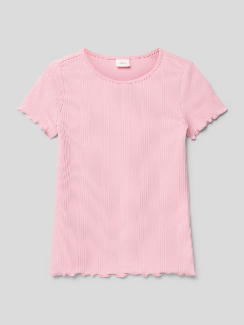 T-Shirt mit Muschelsaum in rosa