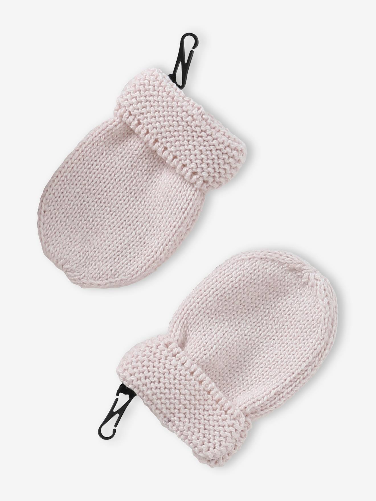 Vertbaudet Mädchen Baby-Set: Mütze, Rundschal & Fäustlinge BASICS - hellrosa