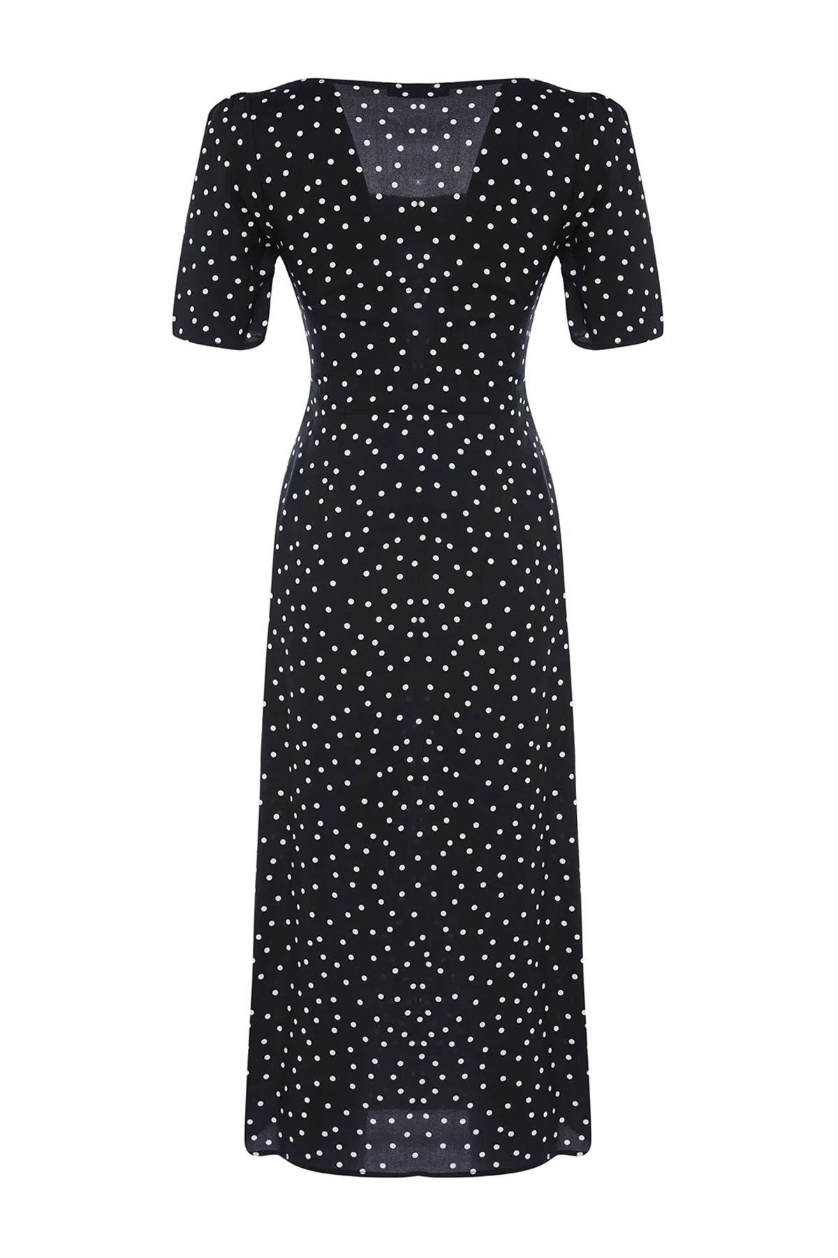 Trendyol Collection  Schwarzes A-Linien-Midikleid aus gewebter Viskose mit Muster TWOSS23EL00487