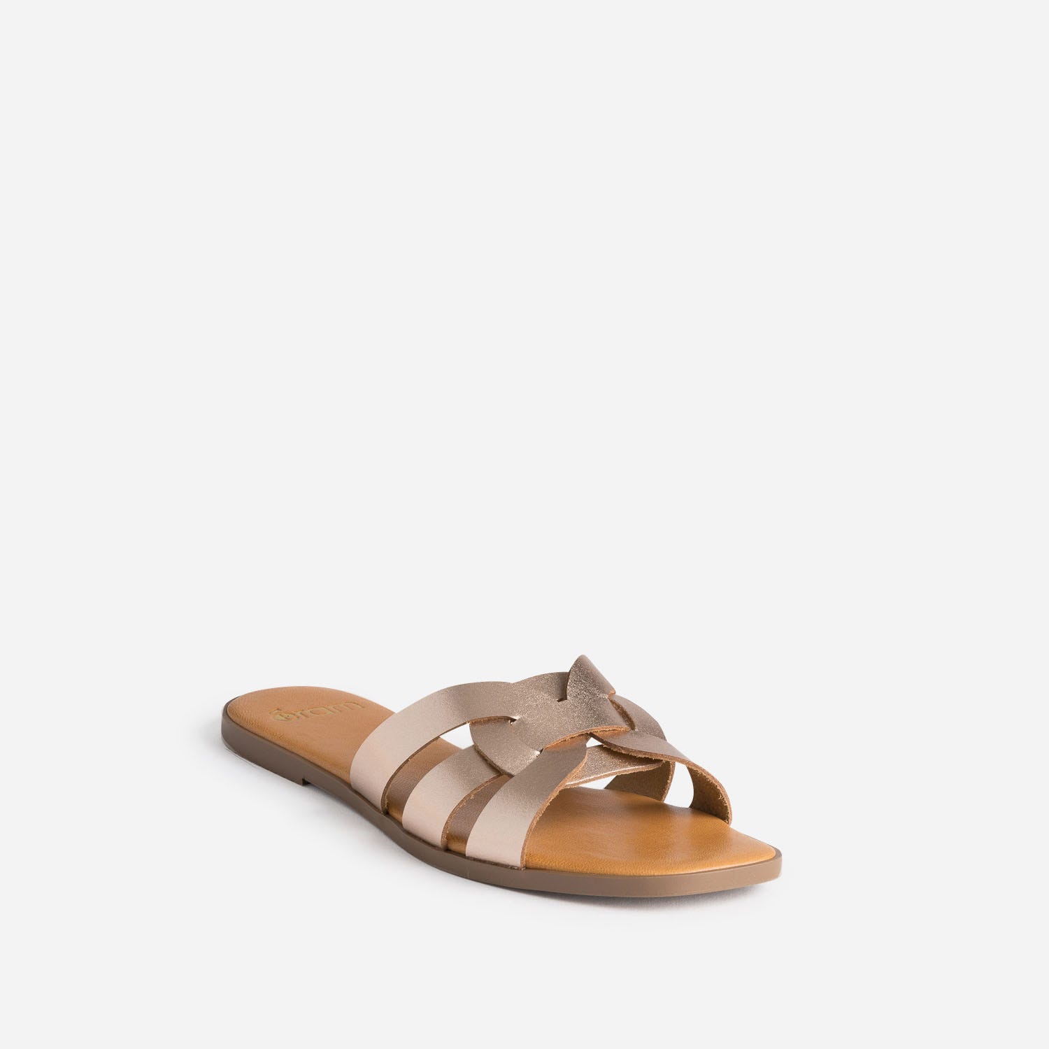 Mule rose cuivré en cuir