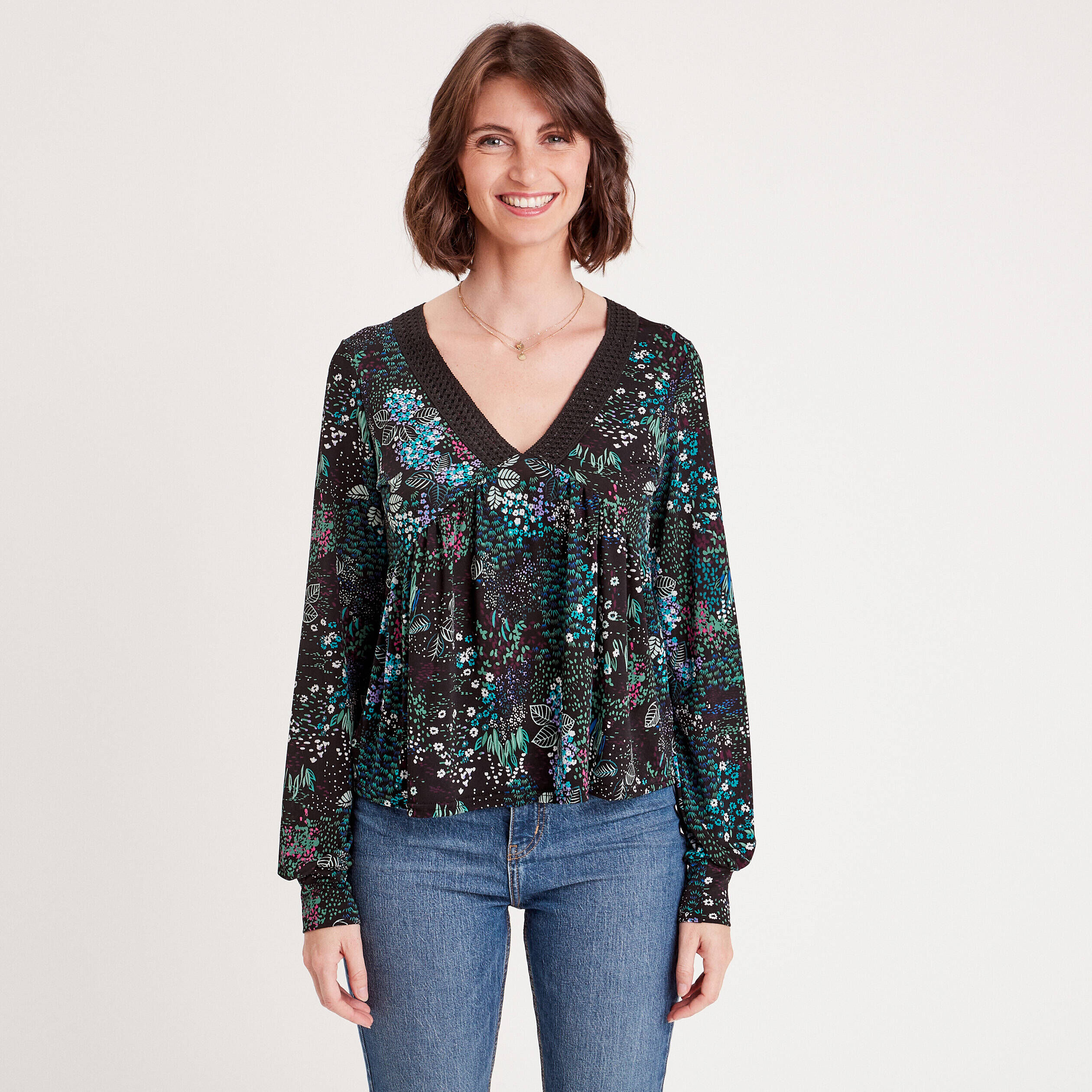 T-shirt manches longues noir femme | Cache Cache