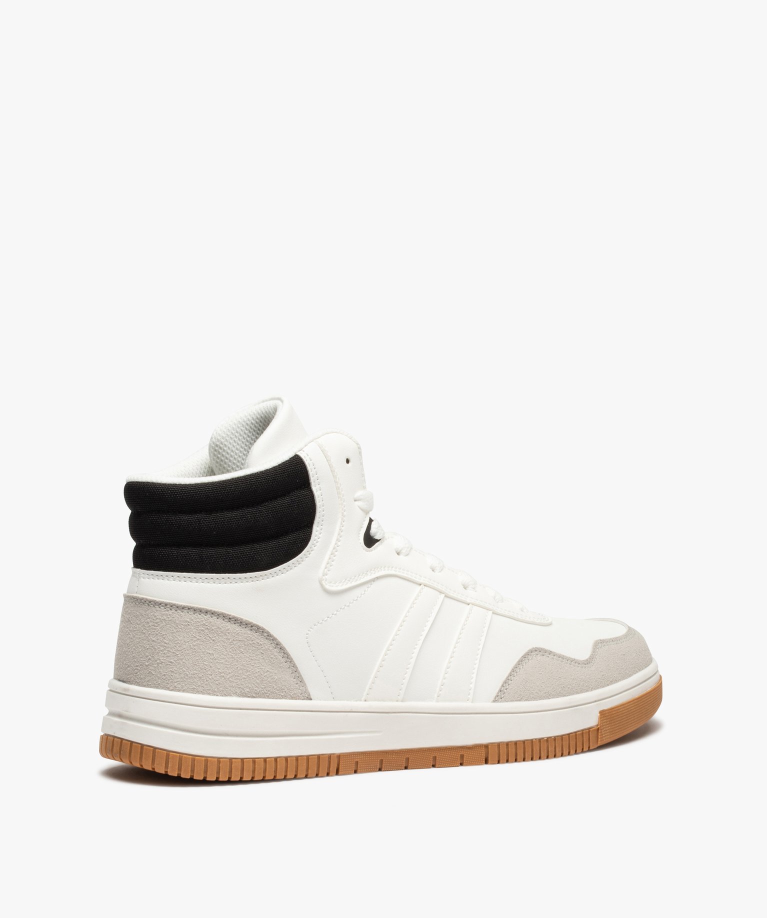 Baskets homme semi-montantes à lacets style rétro blanc | GEMO