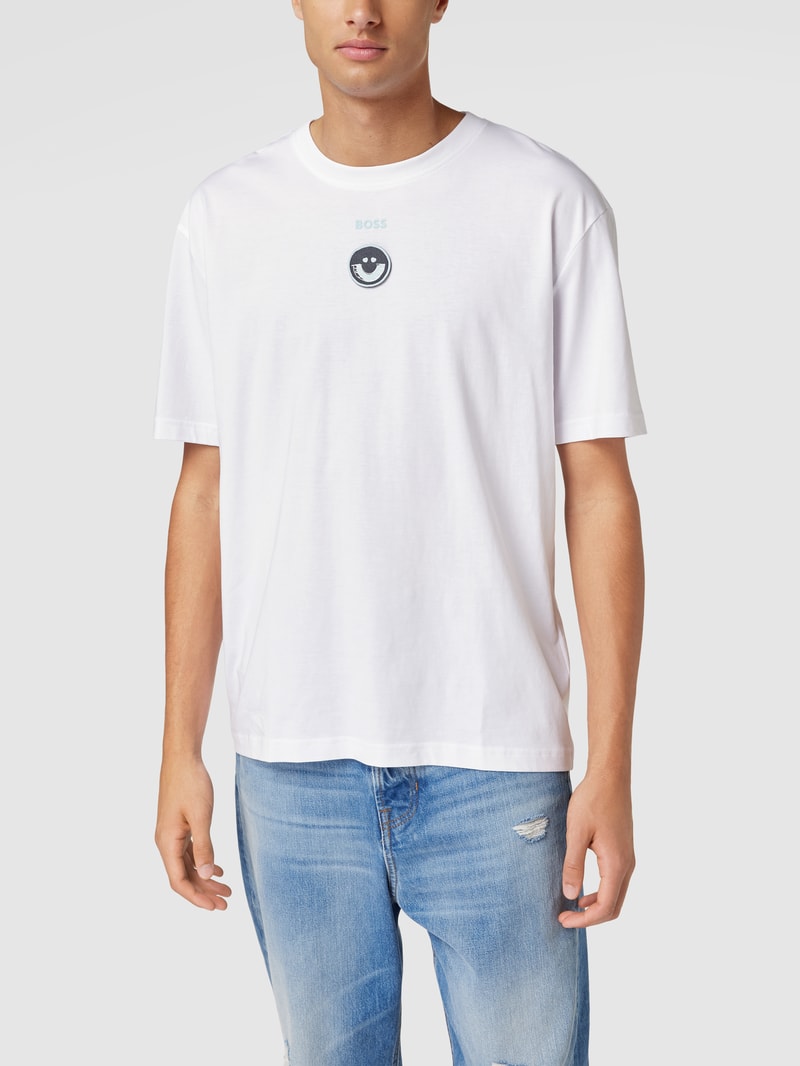 T-Shirt mit Label-Print Modell 'Tiraxart' in weiß