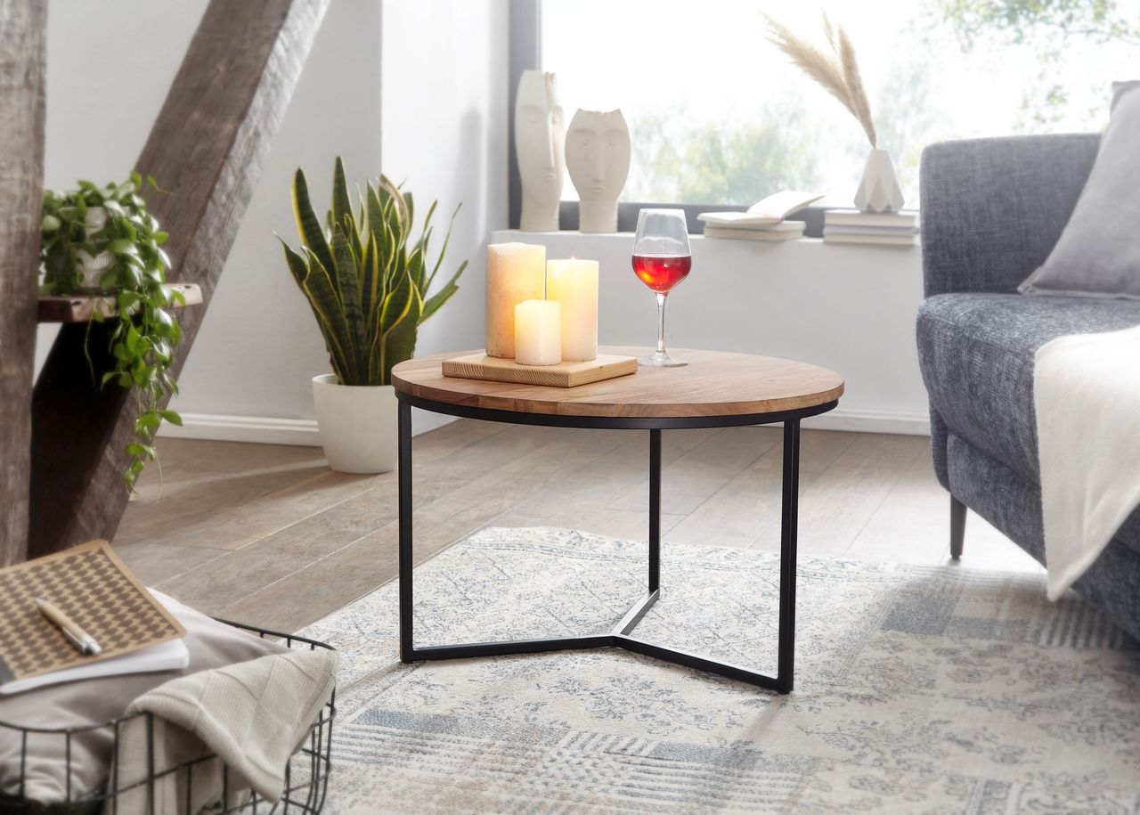 Wohnling Couchtisch 60x60x38 cm Akazie Massivholz