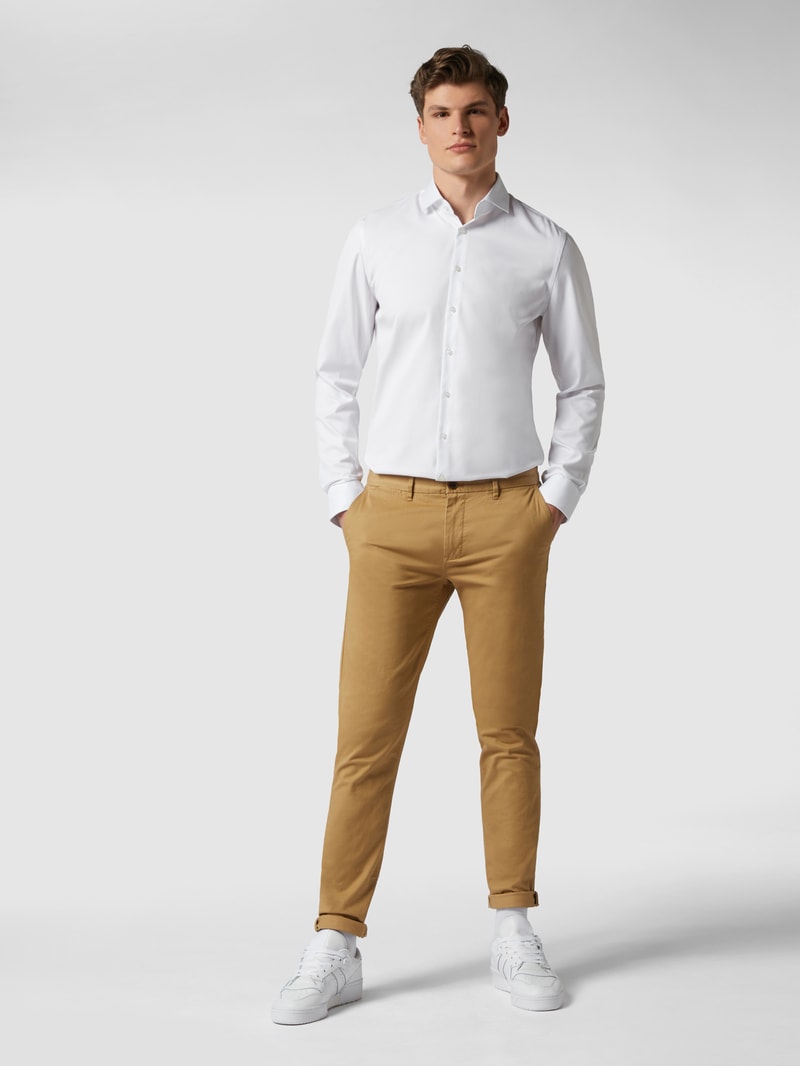 Regular Fit Business-Hemd aus Twill in weiß