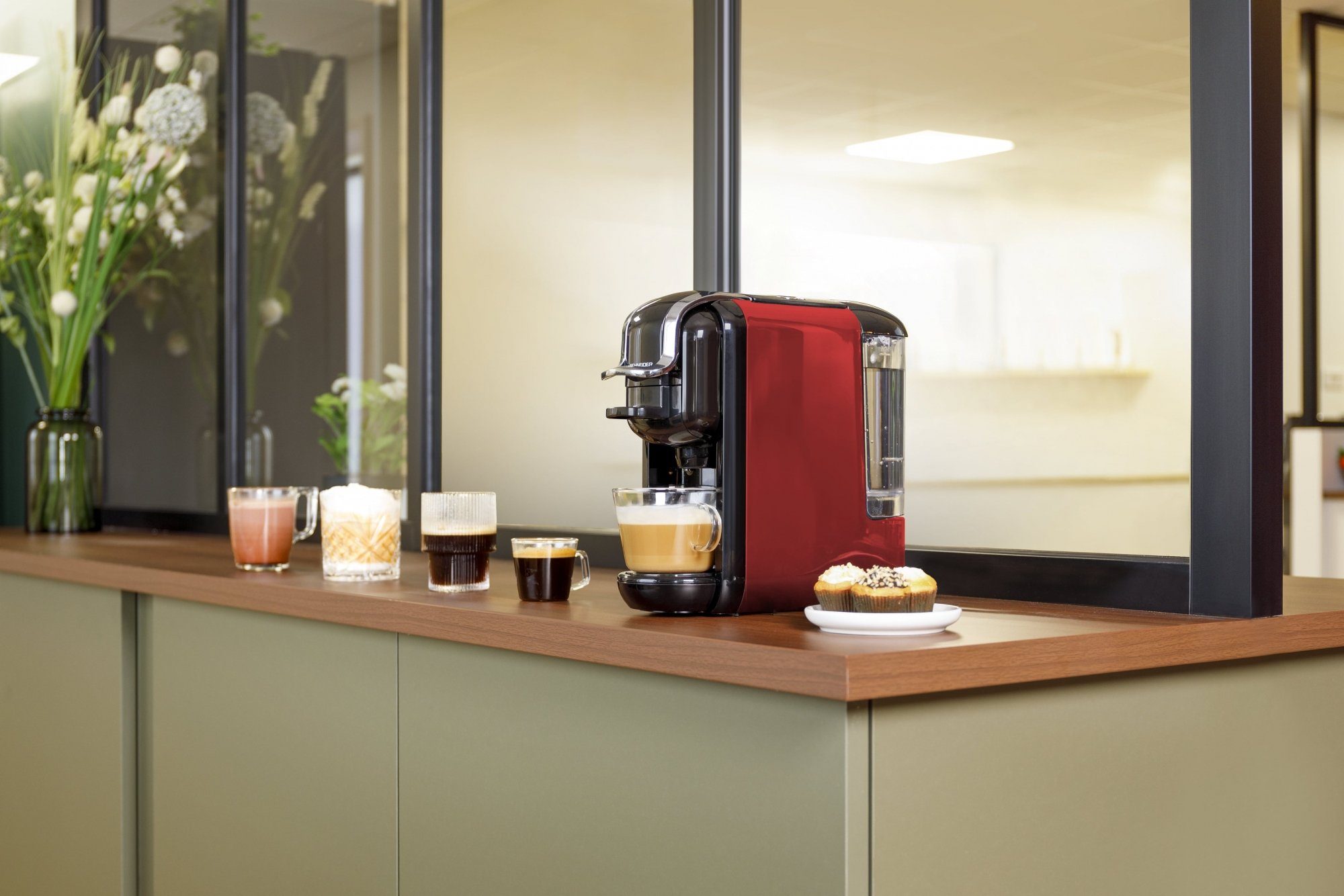 SCHNEIDER Kaffeepadmaschine 19 Bar Druck, Espresso, für Nespresso Dolce-Gusto Pads & gemahlenen Kaffee