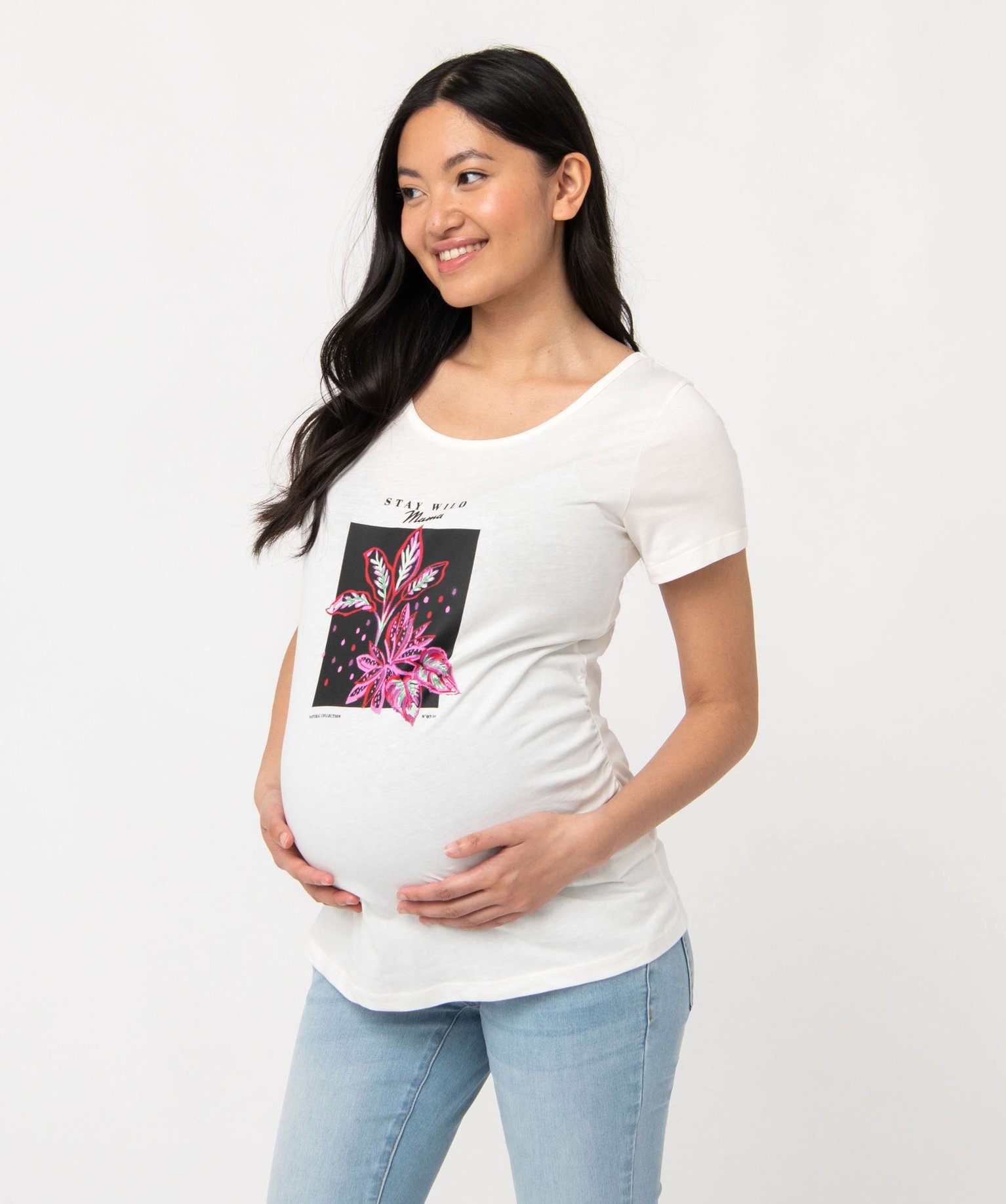 Tee-shirt de grossesse à manches courtes en coton imprime | GEMO