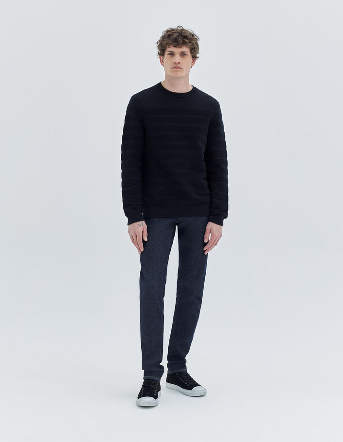 Sweat marine tricot à rayures Ottoman Homme