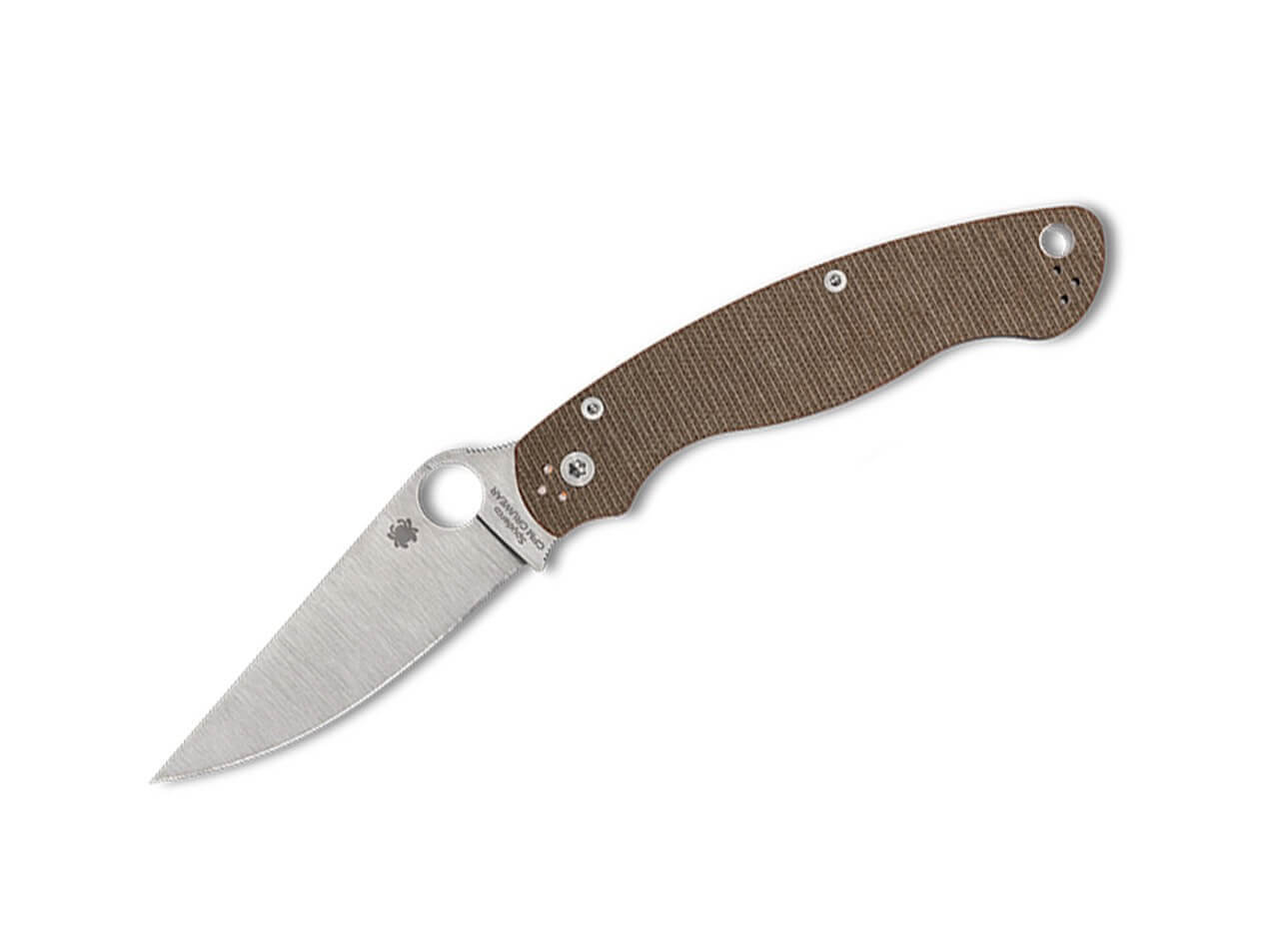 Military 2 Brown Canvas Micarta CPM CRU-WEAR PlainEdge