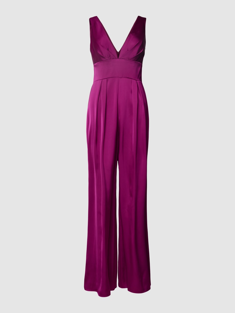 Jumpsuit mit V-Ausschnitt in fuchsia