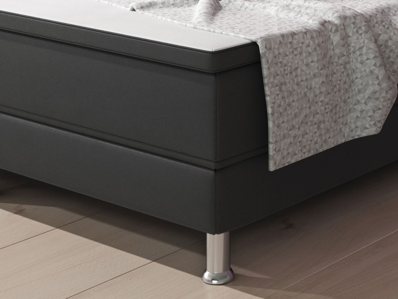 IHG Boxspringbett Esra 90x200 Webstoff Anthrazit