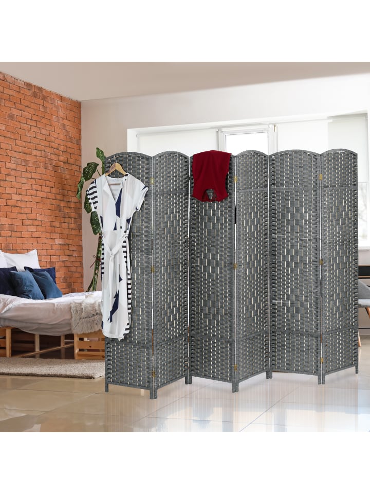 relaxdays Paravent in Grau - (B)241 x (H)170 cm günstig kaufen onesize