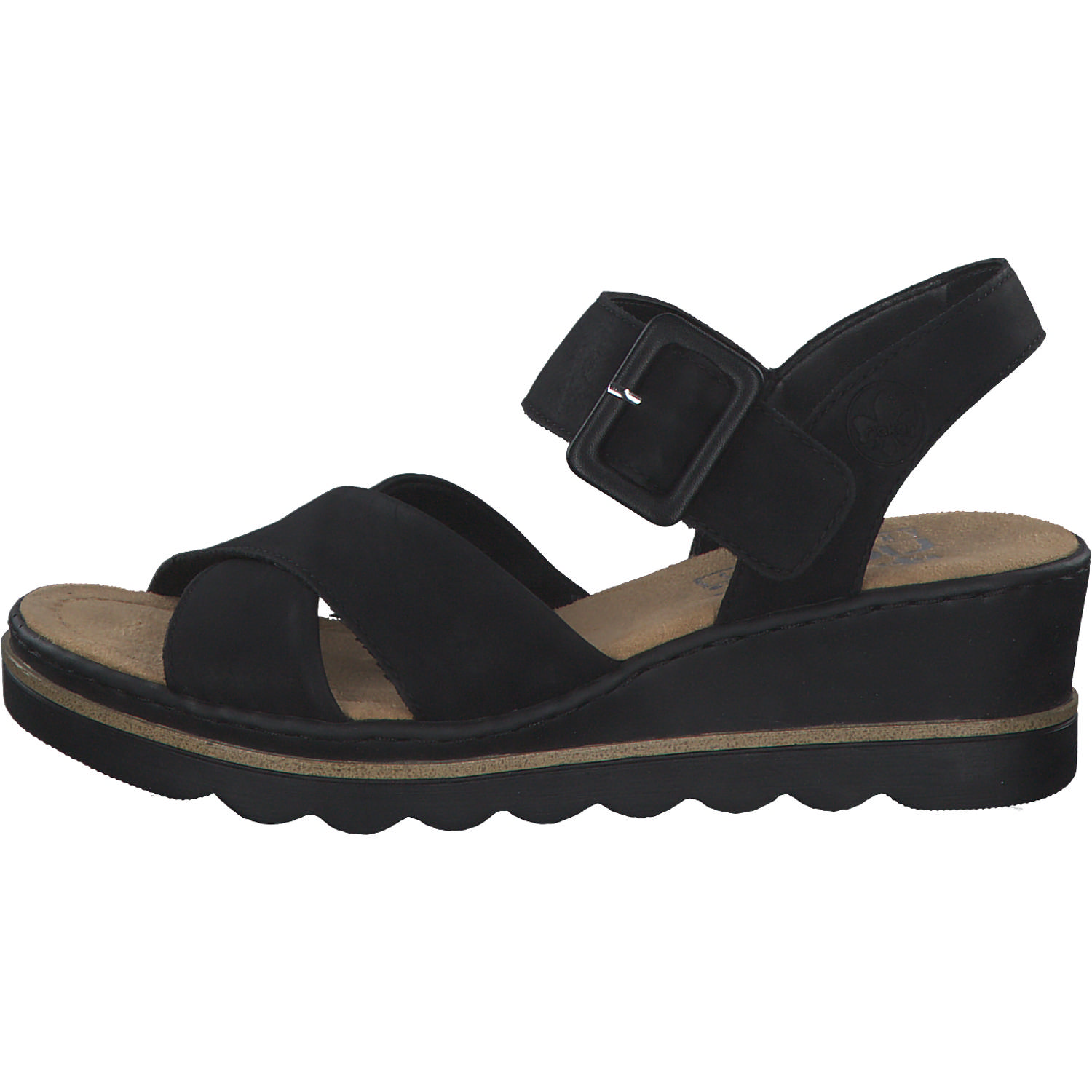 Rieker 67463, Plateau-Sandaletten, Damen, schwarz