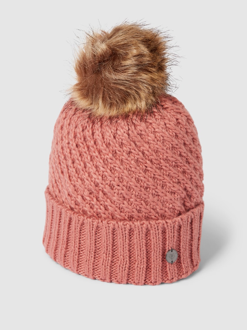 Mütze in Strick-Optik in rosa meliert