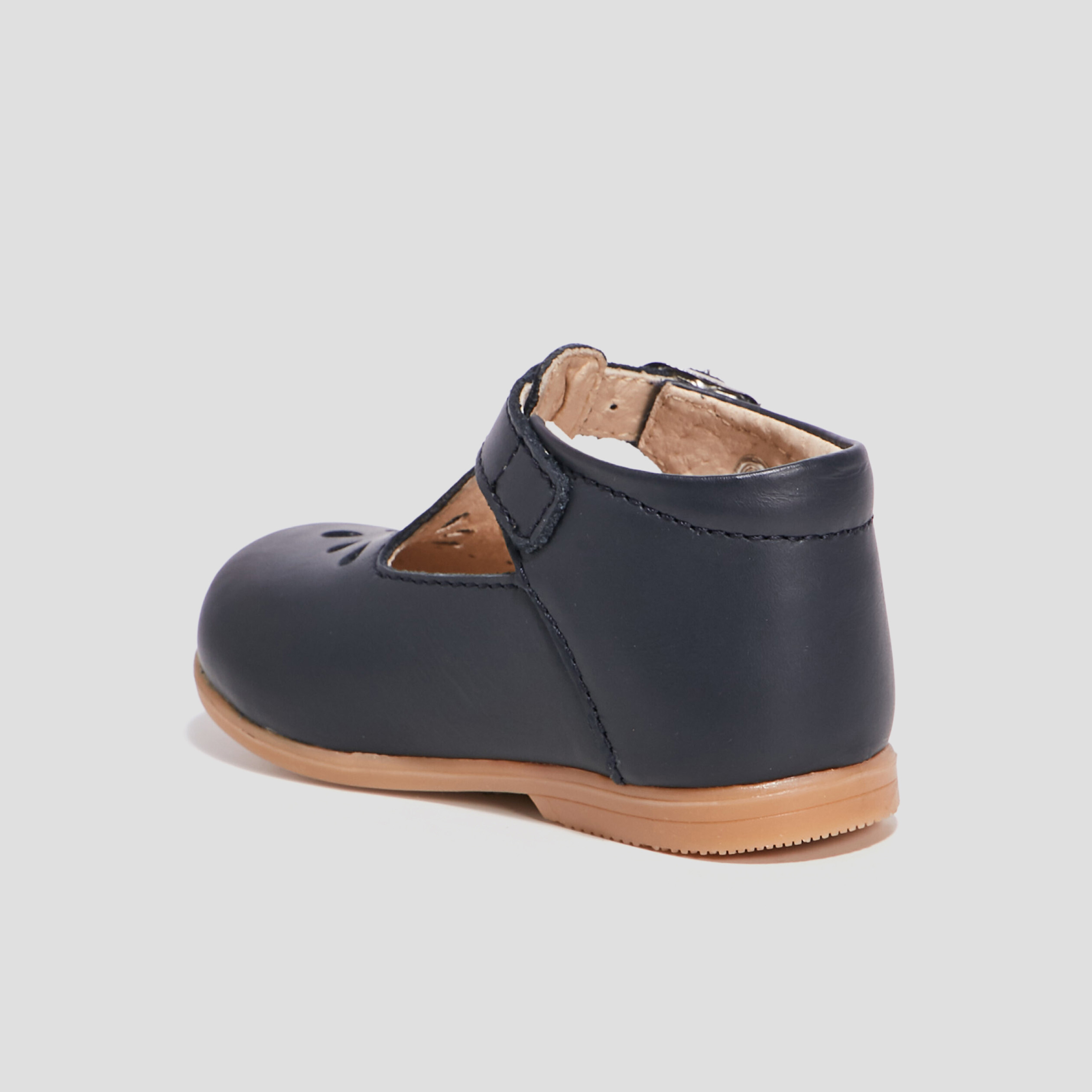 Salomés en cuir bleu marine bébé garçon | La Halle