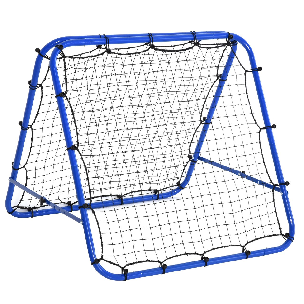 DURHAND HOMCOM Fußball Rebounder Kickback Tor beidseitiger Rückprallwand Netz Stahl