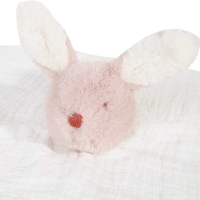 Doudou lapin en fausse fourrure et matière lange mixte Absorba