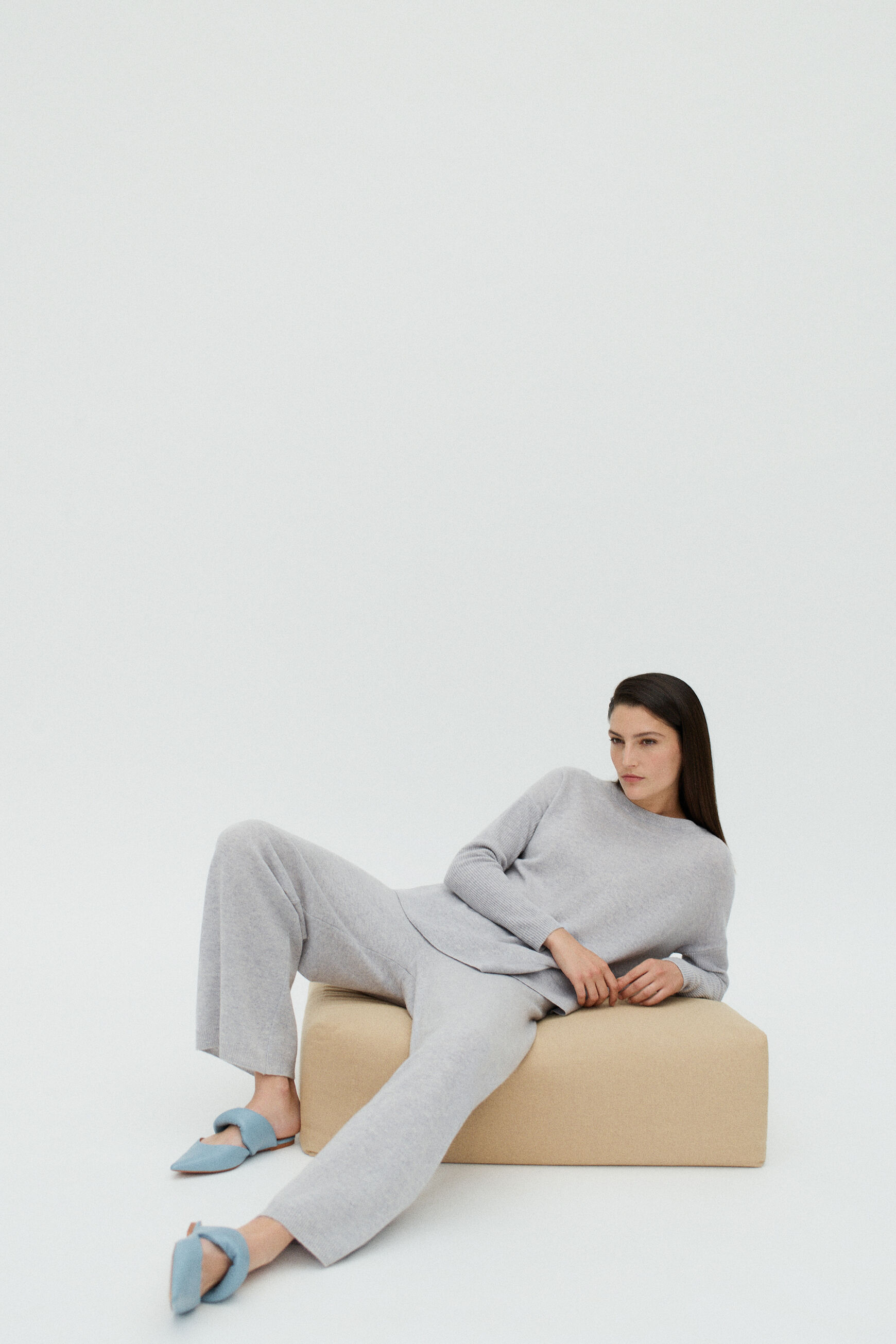 pantalon gaspard gris clair femme