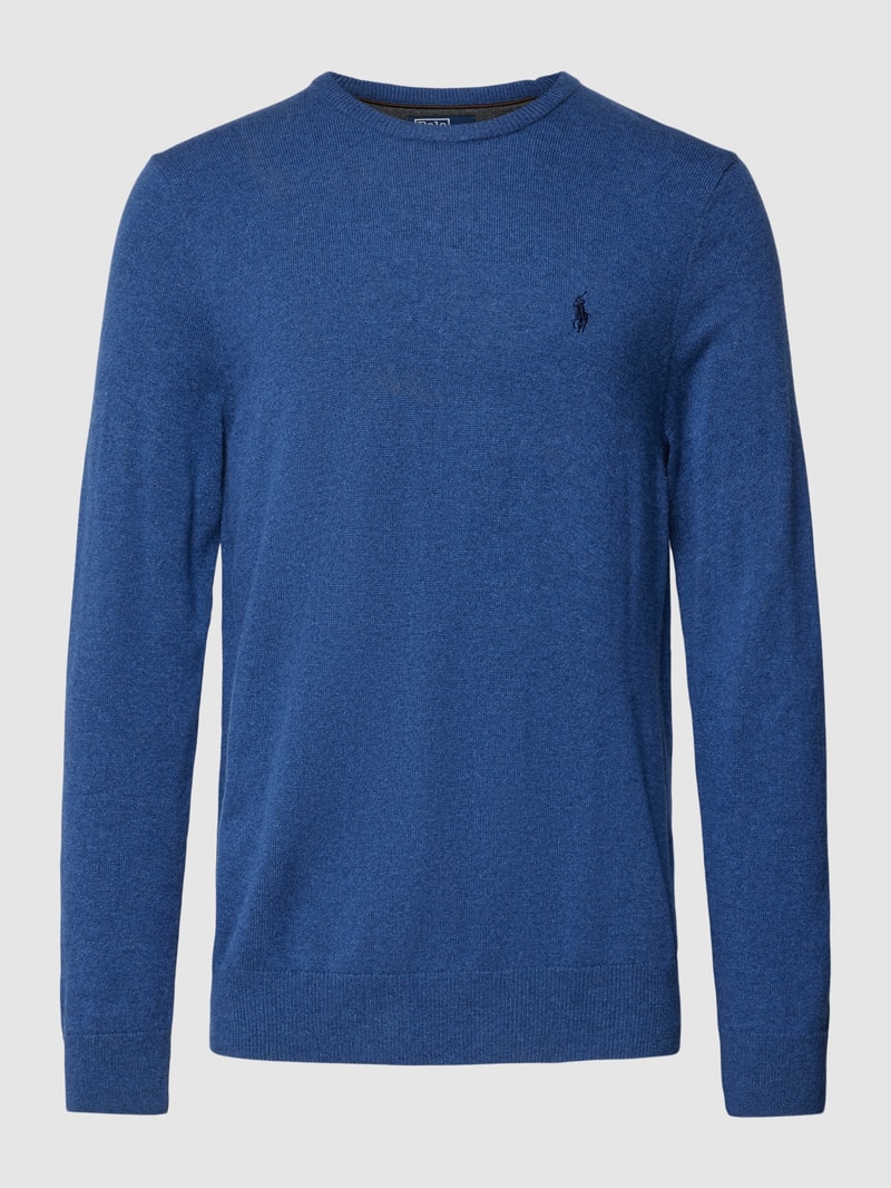 Strickpullover aus Wolle mit Logo-Stitching in blau