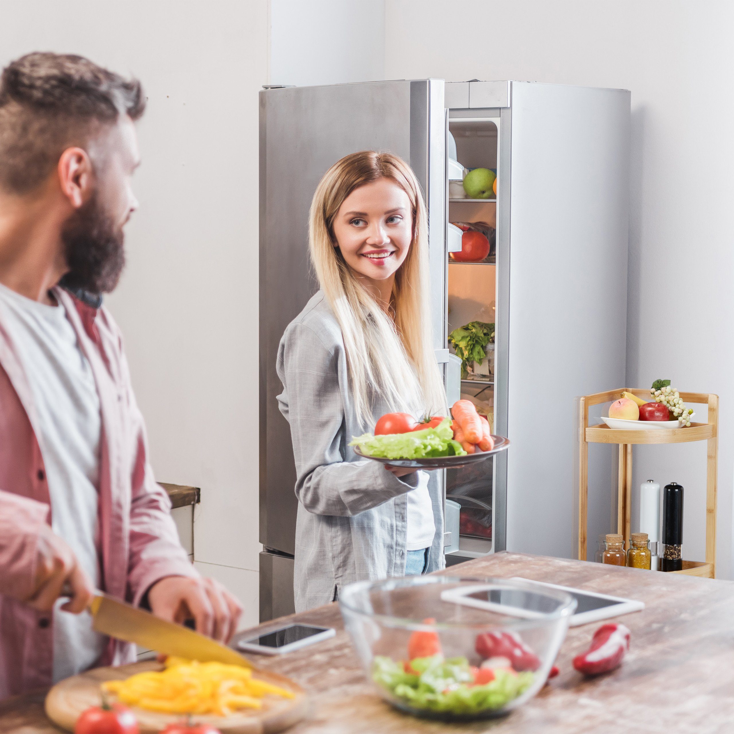 relaxdays Eckregal Bambus Eckregal mit 3 Ablagen