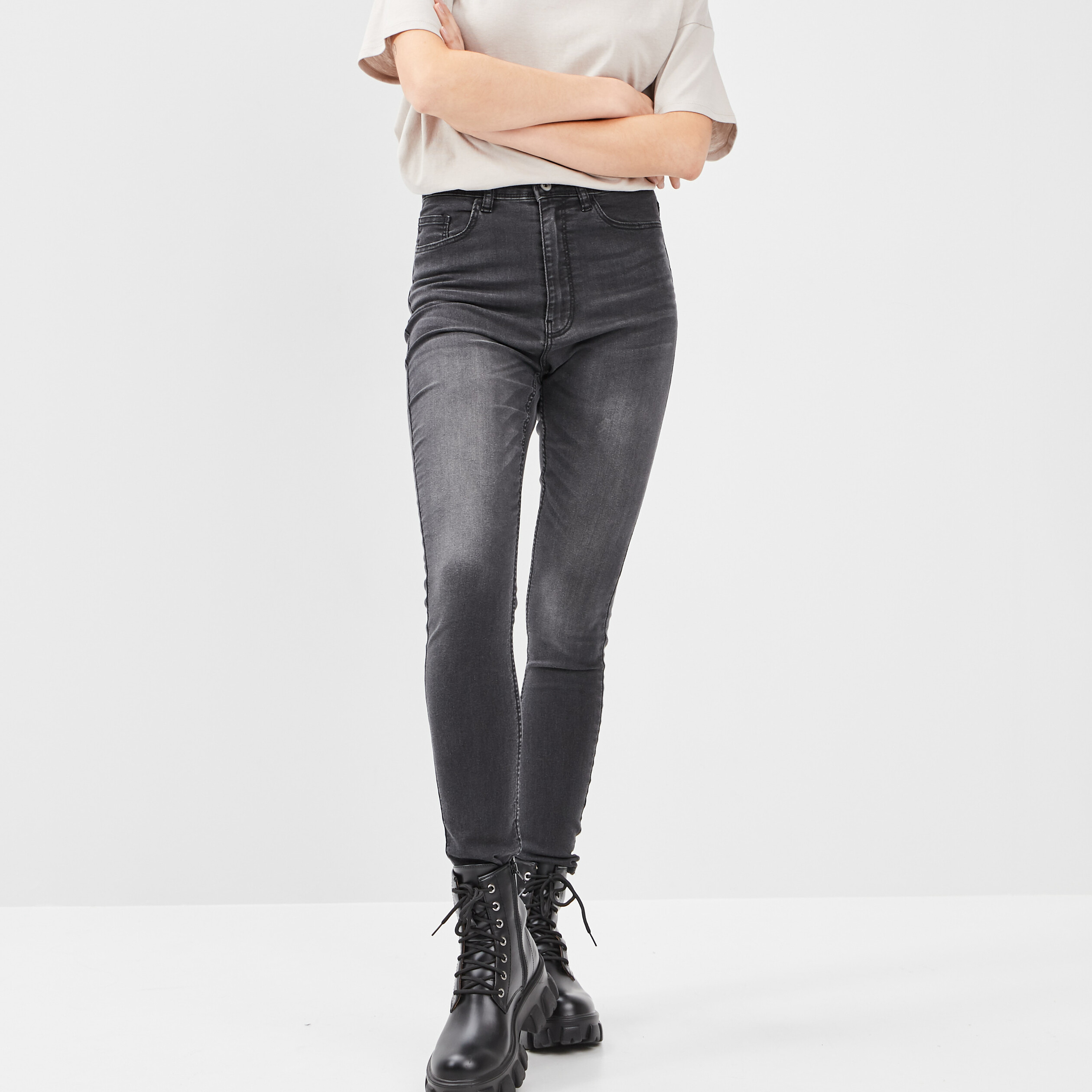 Jeans skinny 7 8ème denim noir femme | La Halle