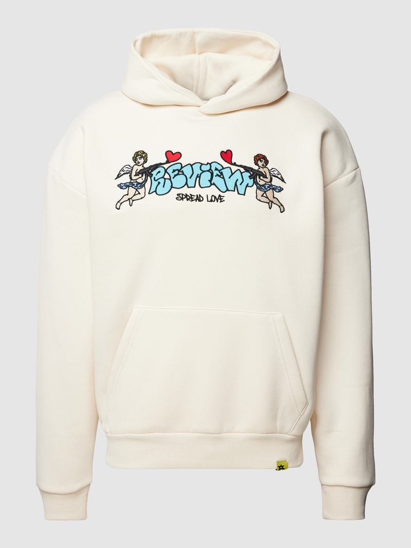 Hoodie aus Baumwoll-Mix mit Label-Detail in ecru