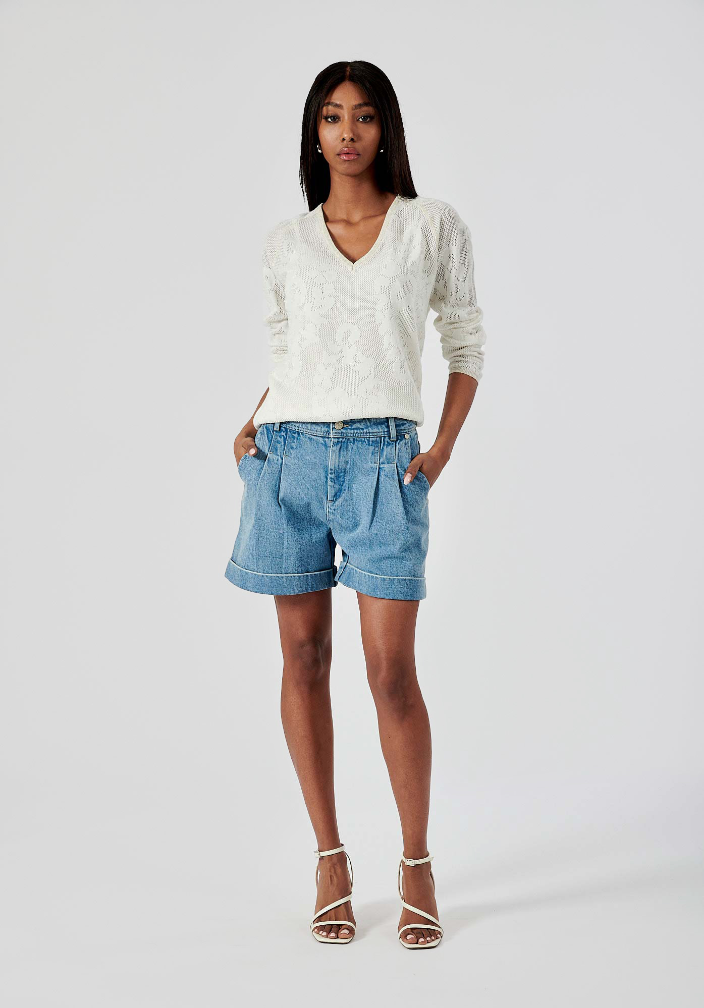 JENTI  T-shirt blanc ajouré femme