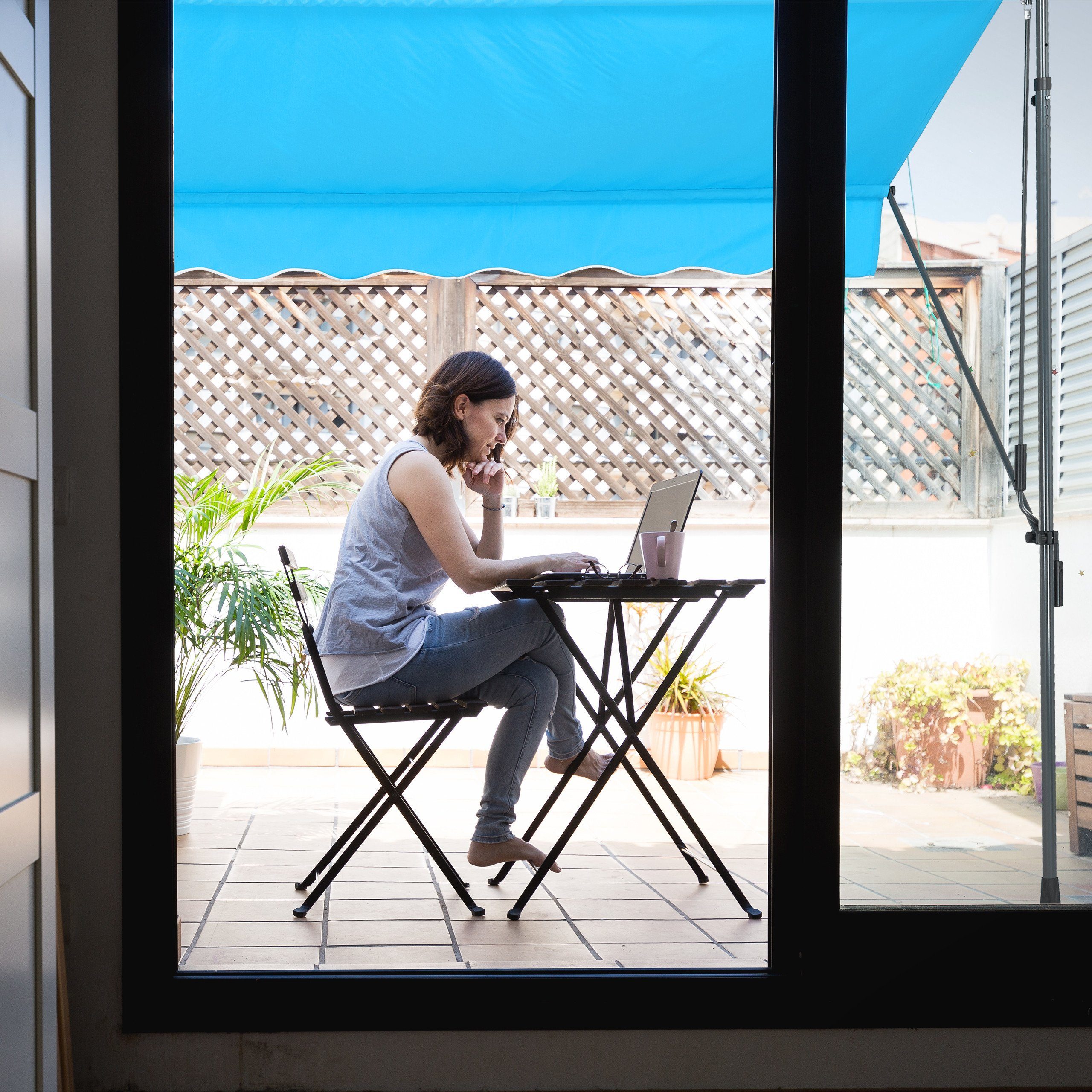 relaxdays Klemmmarkise Klemmmarkise für Balkon 150 x 120 cm