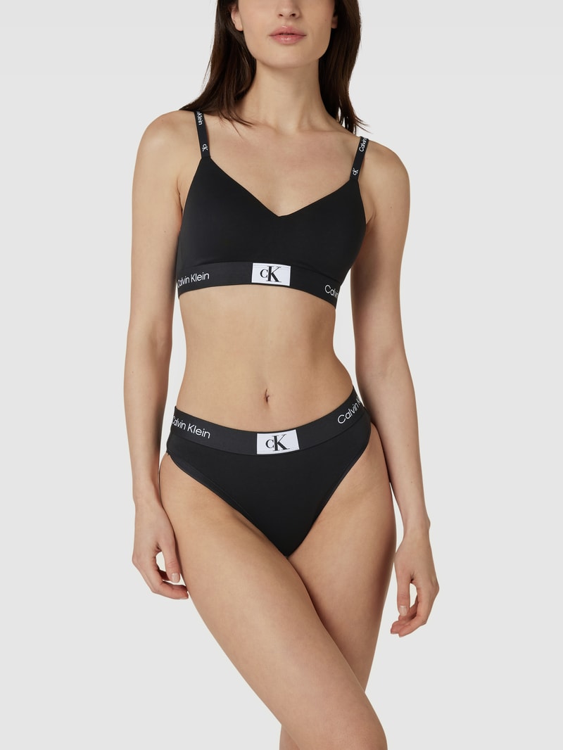 Bralette mit elastischem Logo-Bund in schwarz