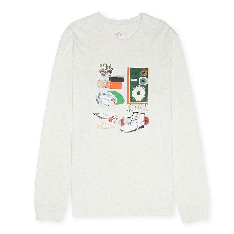 JORDAN Flight Artist Long Sleeve Crew oatmeal heather/white