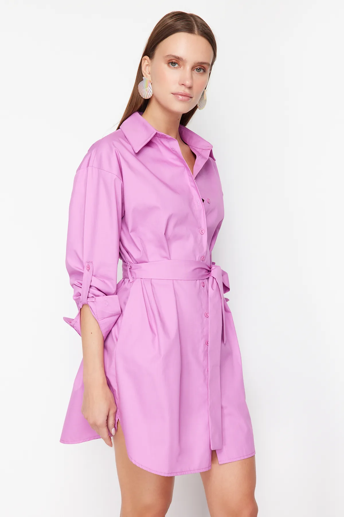 Trendyol Collection  Fuchsia gewebtes Minikleid TWOSS24EL00339