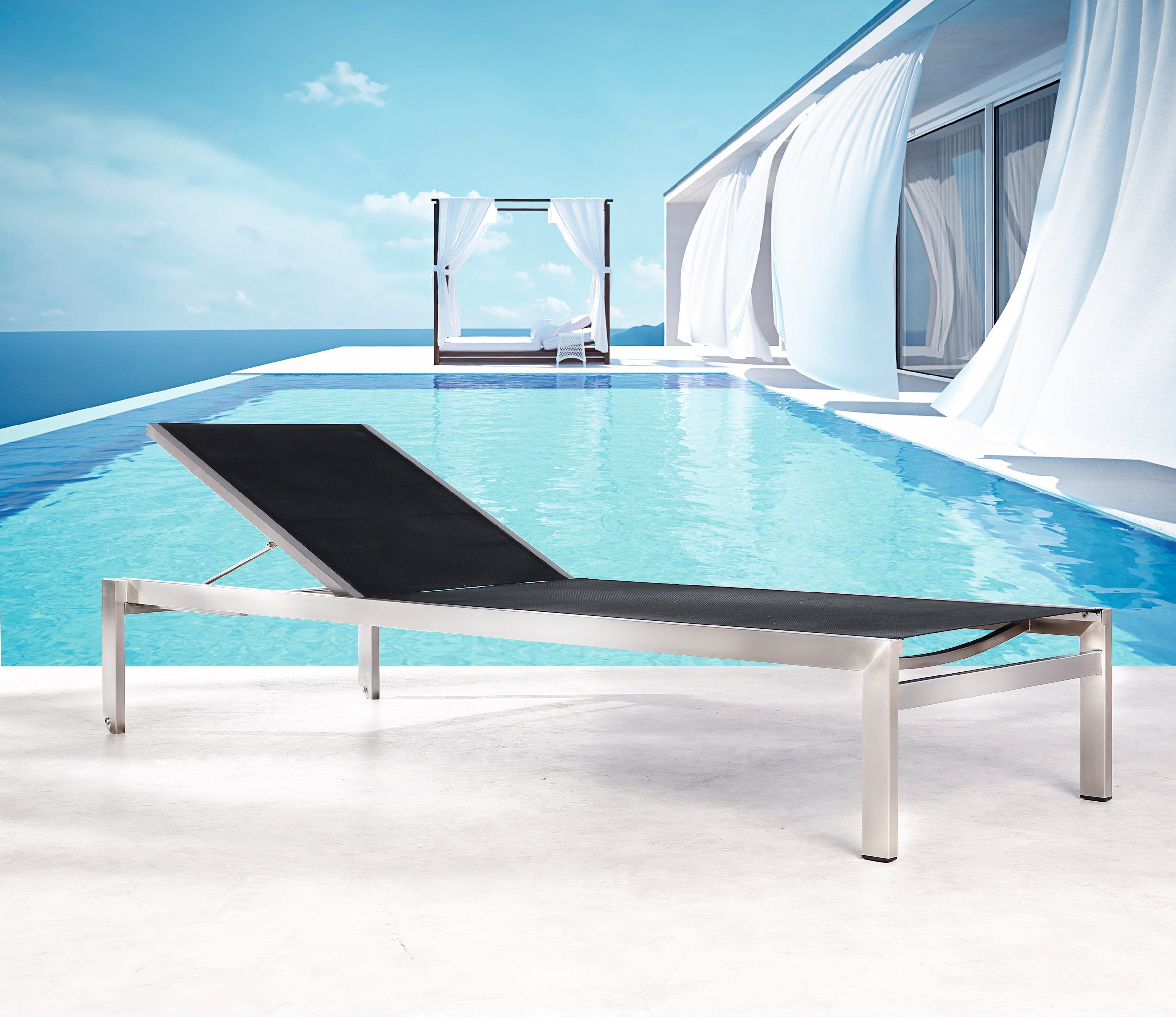 Best Gartenliege Marbella, Edelstahl/Ergotex, silber/schwarz