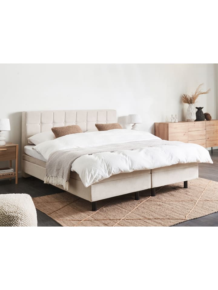 Beliani Doppelbett DUKE in Beige/Schwarz - (W) 161 x (H) 102 x (L) 216 cm günstig kaufen onesize