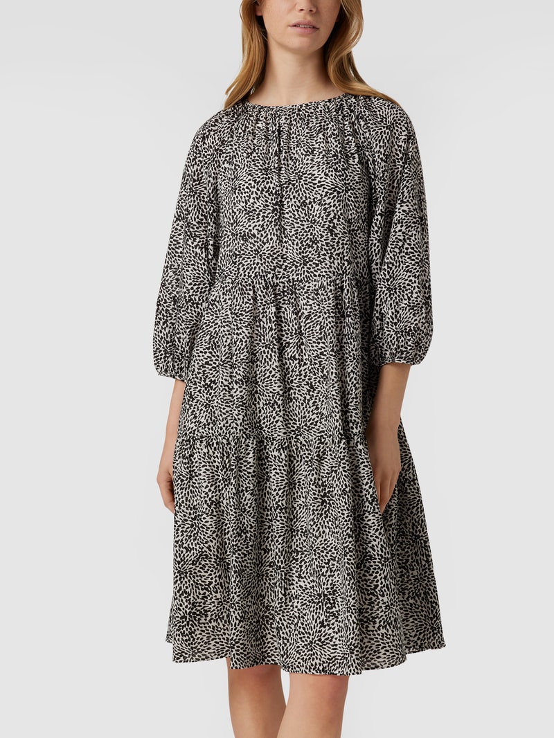 Midikleid mit Allover-Muster Modell 'Tiia' in schwarz