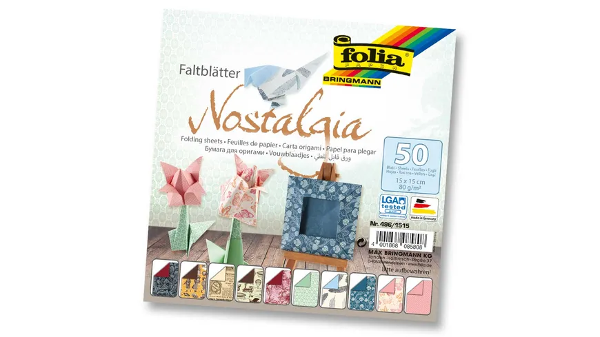 folia Faltblätter Nostalgia 50 Blatt 15 x 15 cm sortiert