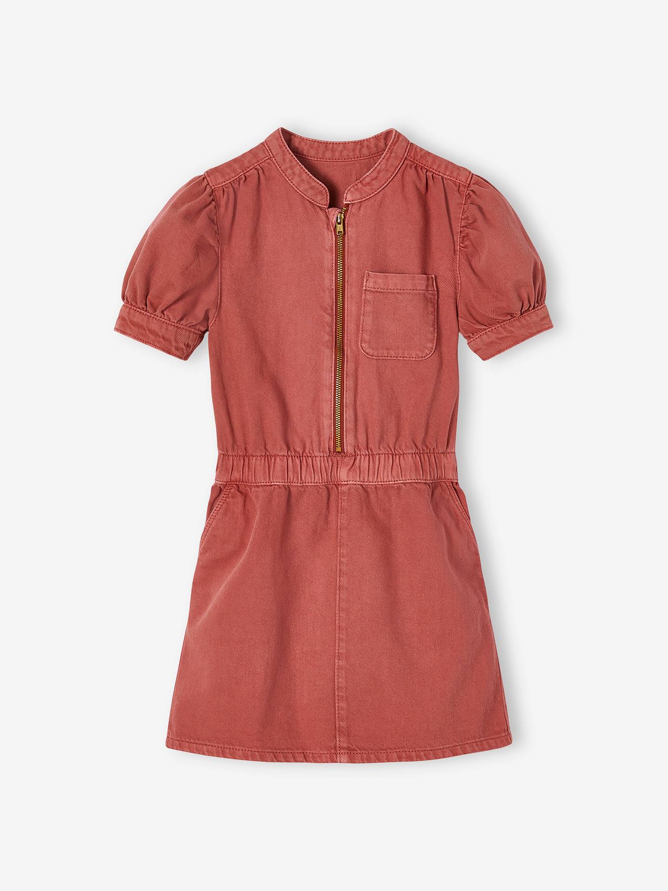 Vertbaudet Mädchen Kleid, Ballonärmel - ziegel