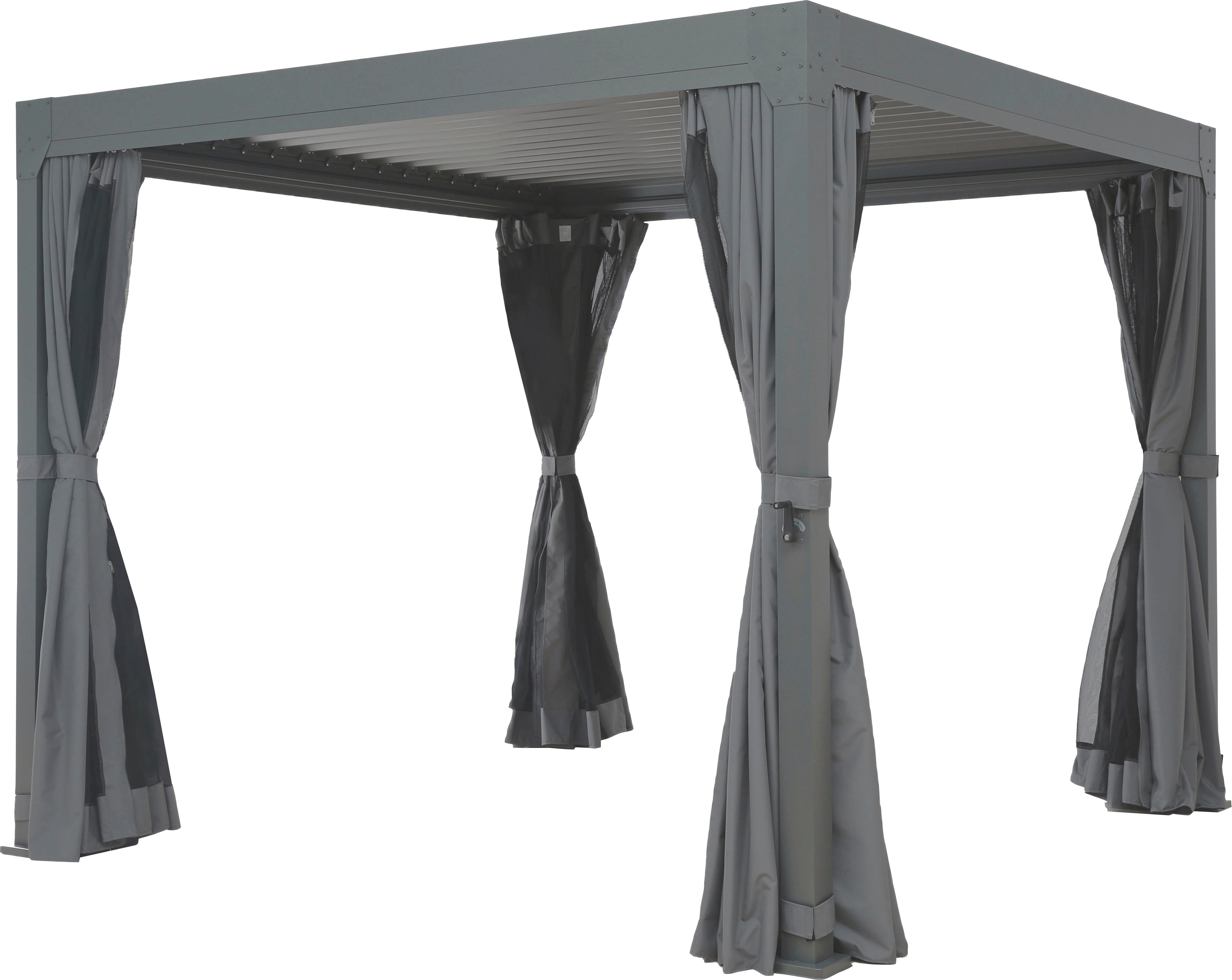 KONIFERA Pavillon Palma, mit 8 Seitenteilen, (Set), Pergola, mit Lamellendach, BxT: 300x300 cm oder 400x300 cm