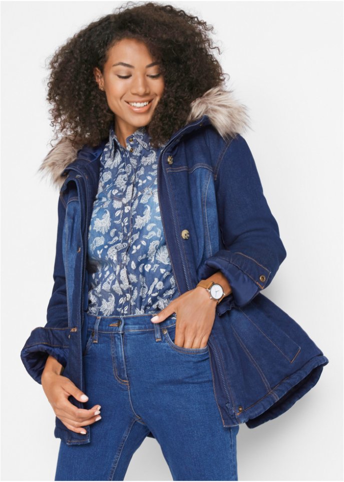 Jeansjacke mit recyceltem Polyester, wattiert