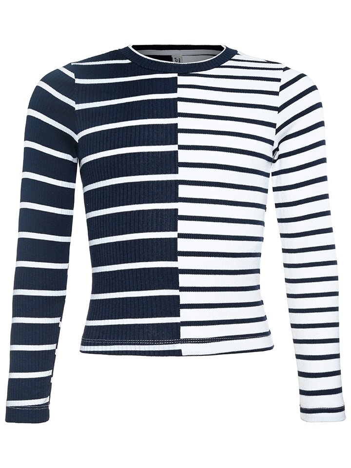 Blue Effect Longsleeve in Dunkelblau/ Weiß günstig kaufen