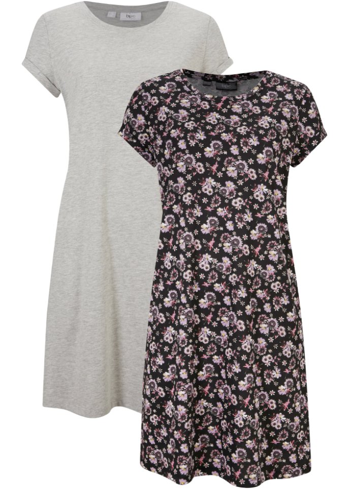 Shirtkleid mit seitlichen Schlitzen (2er Pack)