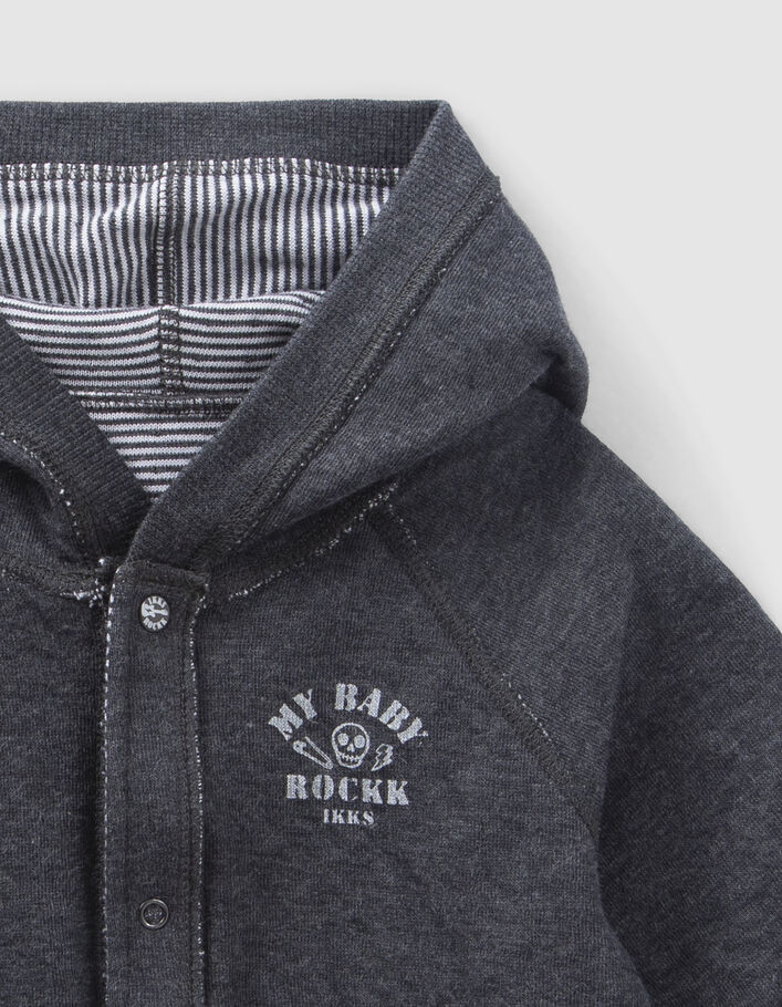 Cardigan réversible gris chiné et rayé coton bio bébé
