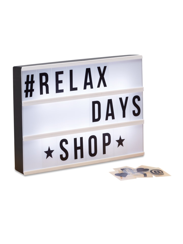 relaxdays Light Box mit 85 Zeichen in Weiß/Schwarz günstig kaufen onesize
