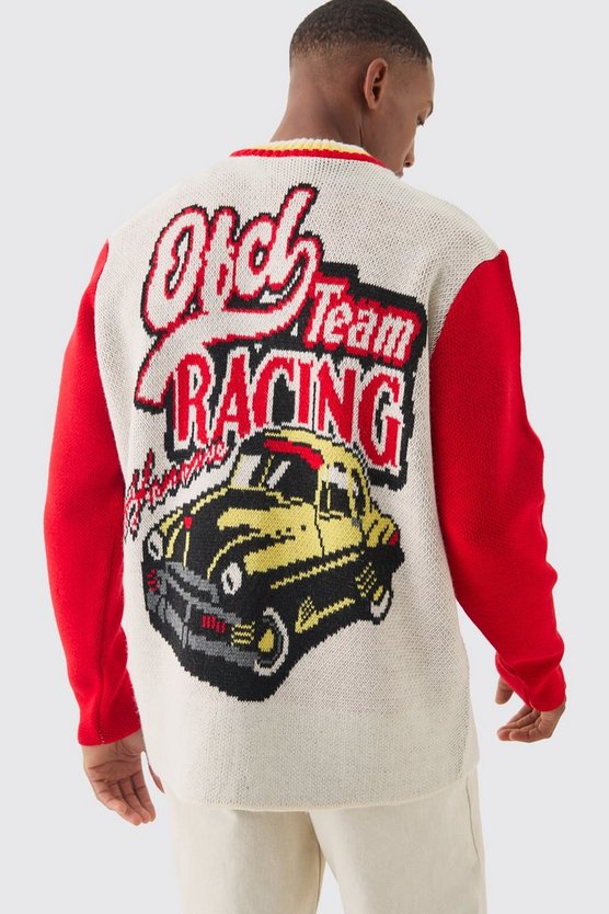 Oversize Strick-Bomberjacke in Ecru