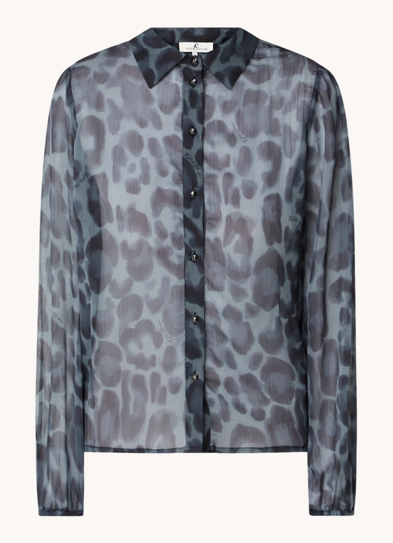 Blusa semitrasparente Dilara di Fifth House con stampa leopardata