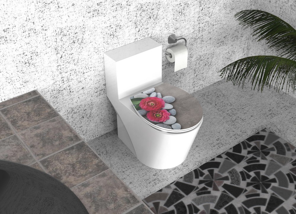 K&H Sanitary Duschwell Duroplast WC-Sitz Water Printing - Steinblume