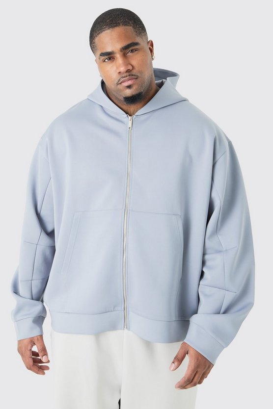 Plus kastiger Oversize Scuba Hoodie mit Reißverschluss