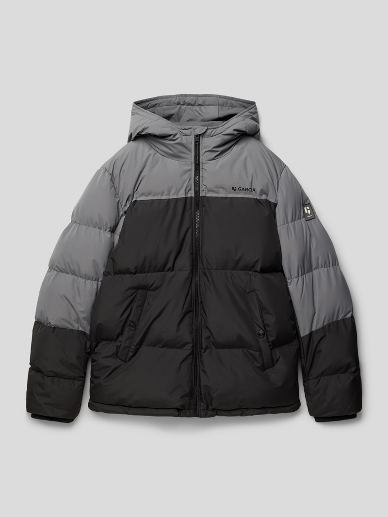 Steppjacke mit Kapuze in hellgrau