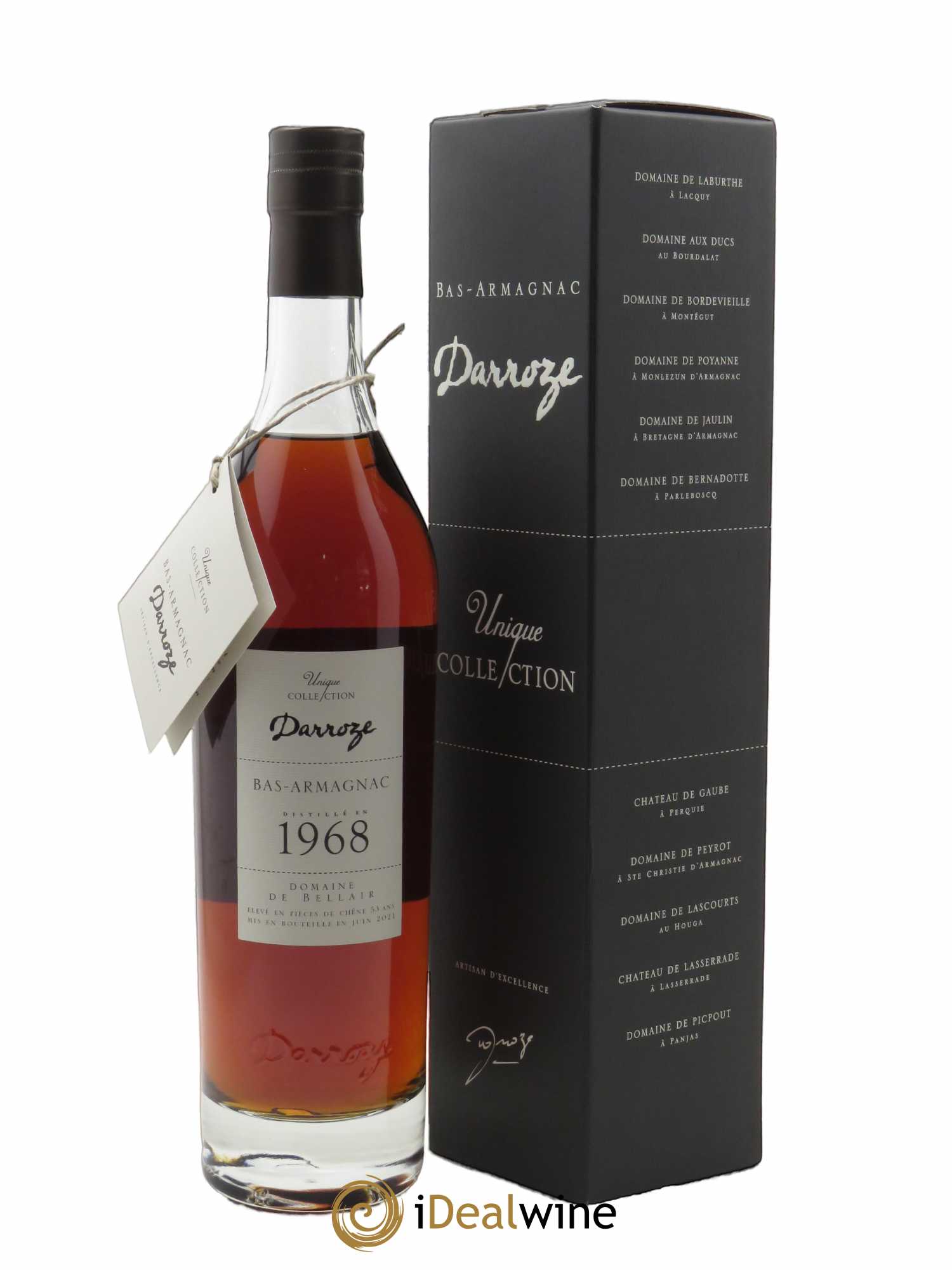 Bas-Armagnac Domaine de Bellair 43° Darroze (70cl) 1968 - Lot de 1 Bouteille